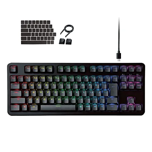 エレコム ゲーミングキーボード 有線 V-custom VK310S RGB テンキーレス メカニカル ネオクラッチキーキャップ 銀軸 スピードリニア USBポート搭載 TK-VK310SBK